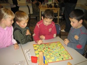 Nemendur í 1. bekk að spila