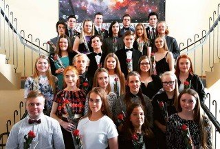 Nemendur 10. bekkjar í stiganum fræga