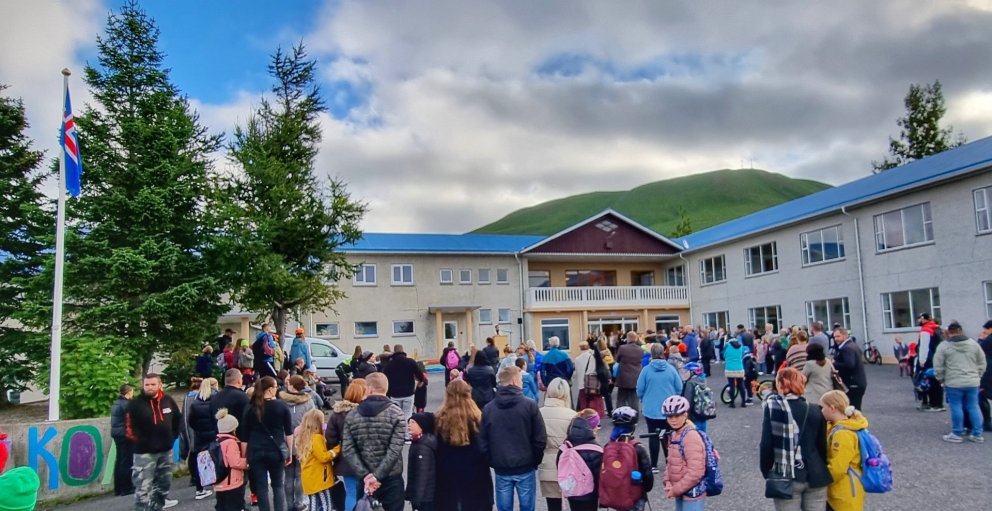 Frá skólasetningu í morgun.