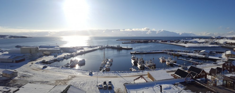 Húsavik á fallegum vetrardegi