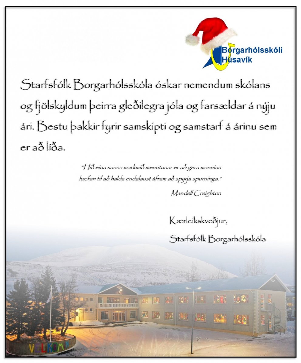 Jólakveðja starfsfólks Borgarhólsskóla