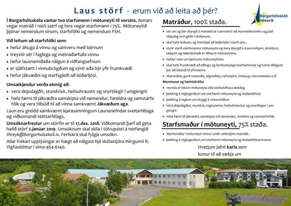 Laus störf við skólann