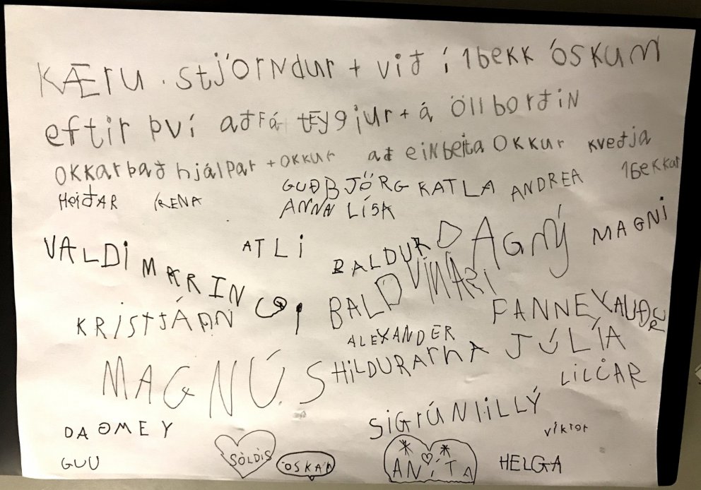 Hér má sjá bréf nemenda til stjórnenda