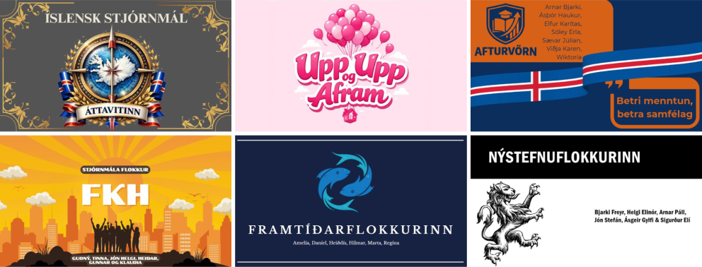 Merki nýju stjórnmálaflokkanna sem urðu til.