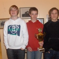 Davíð Helgi, Hlöðver og Ármann með bikarinn