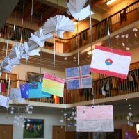 Mynd frá friðardeginum í Laugarnesskóla