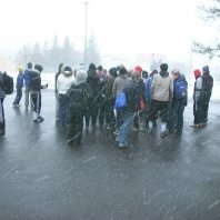 Lagt af stað í gönguferðina