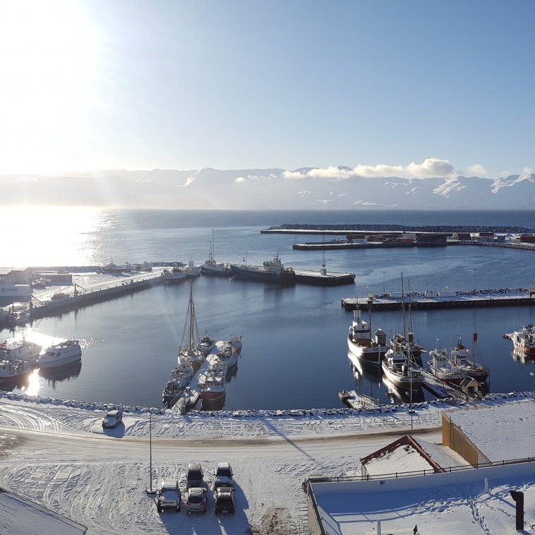 Húsavik á fallegum vetrardegi