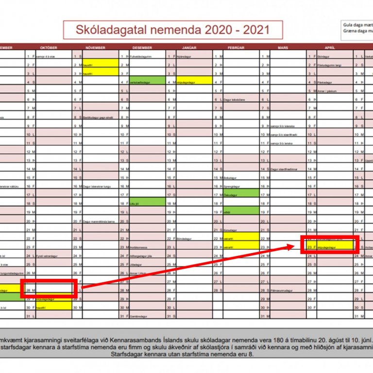 Skipulagsdagur í október færist fram í apríl.