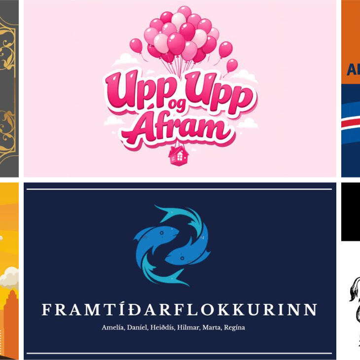 Merki nýju stjórnmálaflokkanna sem urðu til.